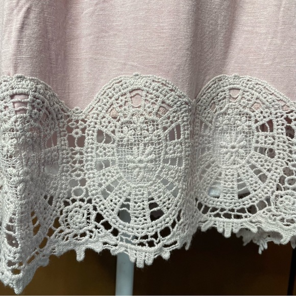 Adiva Women’s Mauve Convertible Smocked Lace Off The Shoulder Top Shirt Large - Picture 6 of 11